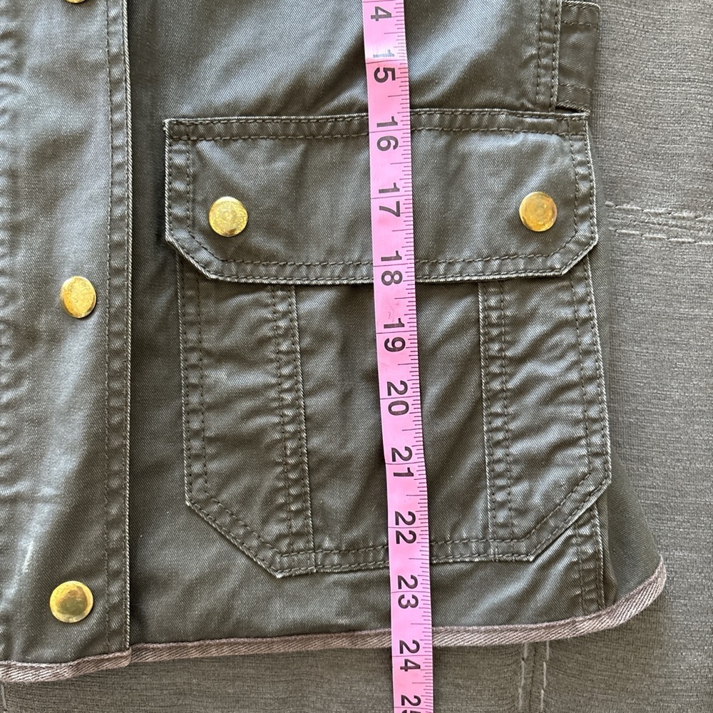 J Crew Downtown Waxed Cotton Field Military Jacket sz XS Petite Women Green - Picture 7 of 8